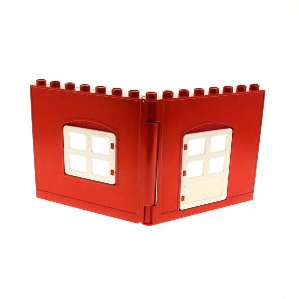 1x Lego Duplo Wand Element rot Fenster Tür weiß Puppenhaus 51261 51260