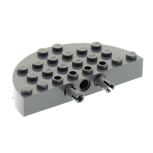 1 x Lego System Bau Stein Platte halb rund neu-dunkel grau 4x8 Halbkreis mit 2 feste drehbare Pins Set 7072 7074 4219892 47974c01