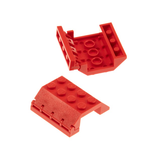2x Lego Dachstein Tür Klappe 45° 4x4x1 rot Scharnier Platte 4240360 4625 4857