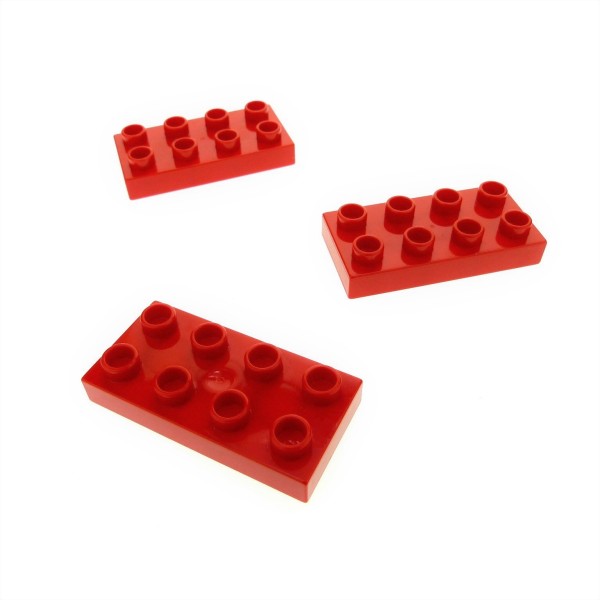 3x Lego Duplo Bau Basic Platte 2x4 rot Stein Set 10525 5795 5635 10596 40666