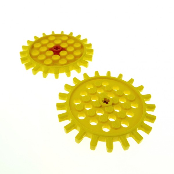 2x Lego Technic Zahnrad gelb groß Z21 Achs Loch Zahnräder 21 Zähne Rad g21