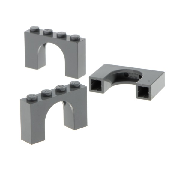 3x Lego Bogenstein 1x4x2 neu-dunkel grau Tor Bogen Burg Fenster Brücke 6182