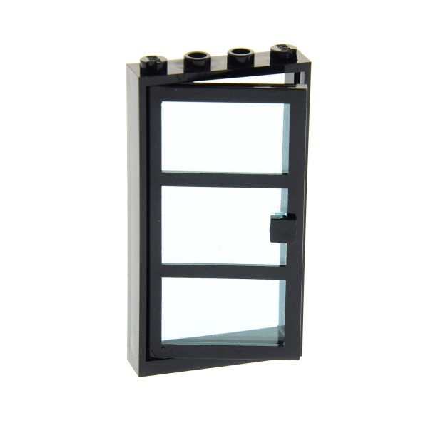 1x Lego Tür Rahmen schwarz Scheibe transparent blau 3 Felder x39c01 60596 