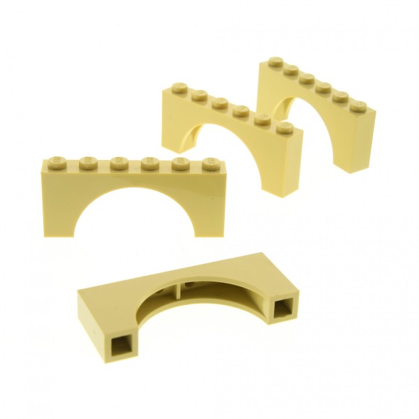 4x Lego Bogen Stein beige 1x6x2 Bögen rund Brücke Unterseite verstärkt Tor 3307