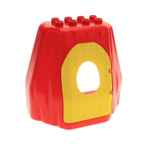1x Lego Duplo Gebäude Felsenhöhle B-Ware abgenutzt 4x8x6 rot Tür gelb 31067 31072