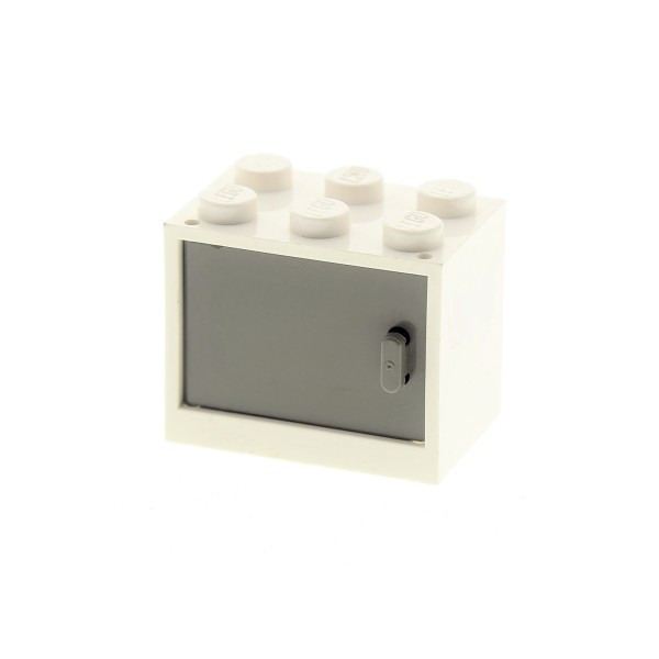 1x Lego Schrank weiß 2x3x2 Klappe Tür alt-dunkel grau Noppen voll 4533 4532a