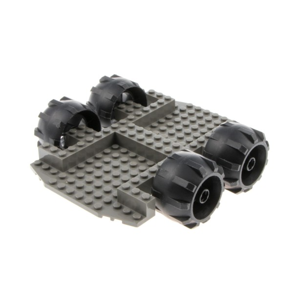 1x Lego Fahrgestell alt-dunkel grau 12x18 Hartplastik Räder schwarz 30324 30295