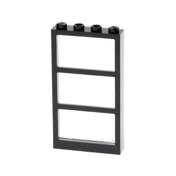 1x Lego Fenster Rahmen 1x4x6 schwarz 3 Felder transparent weiß 57895 57894c02