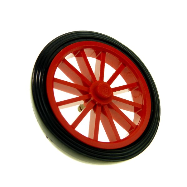 1x Lego Rad Felge Speiche rot Reifen schwarz glatt 43 mm Pin gelb Auto 36 35c01