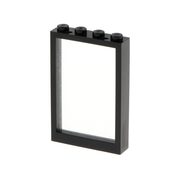 1x Lego Fenster Rahmen 1x4x5 schwarz Scheibe transparent weiß 2494 2493c01