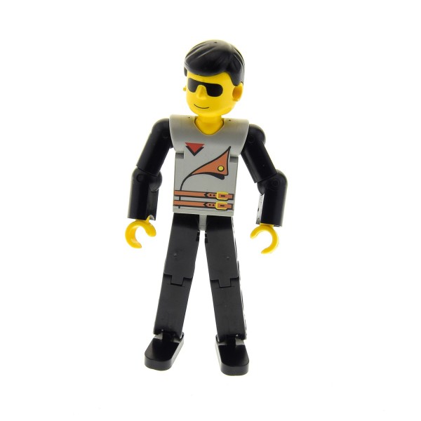 1x Lego Technic Figur Mann schwarz grau Sonnenbrille Rennfahrer 8714 tech012