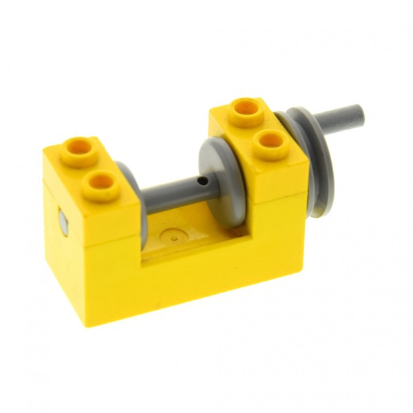 Lego 1 x Seilwinde  gelb Kurbel alt hellgrau  73037  2x4x2 