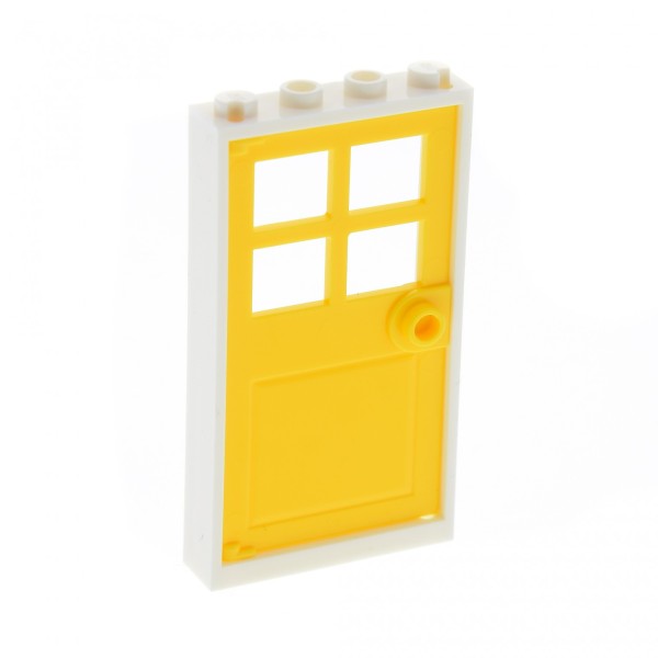 1x Lego Tür Rahmen weiß 1x4x6 Tür Blatt gelb 4 Oberlicht Fenster 60623 60596