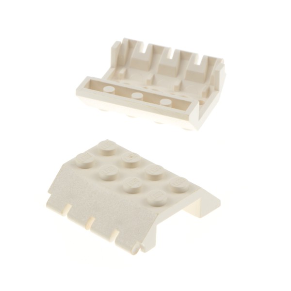 2x Lego Dachstein Tür Klappe 45° 4x4x1 creme weiß Scharnier abgewinkelt 4857