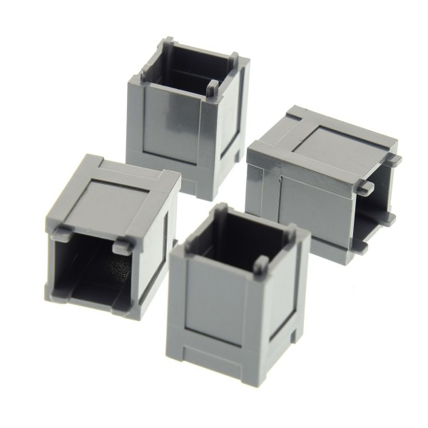 4x Lego Container 2x2x2 neu-dunkel grau eckig Kiste Truhe Behälter 4520307 61780