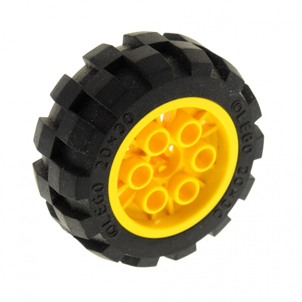 1x Lego Technic Rad 20x30 schwarz Felge gelb Ballon Reifen weich 6581 6582c01
