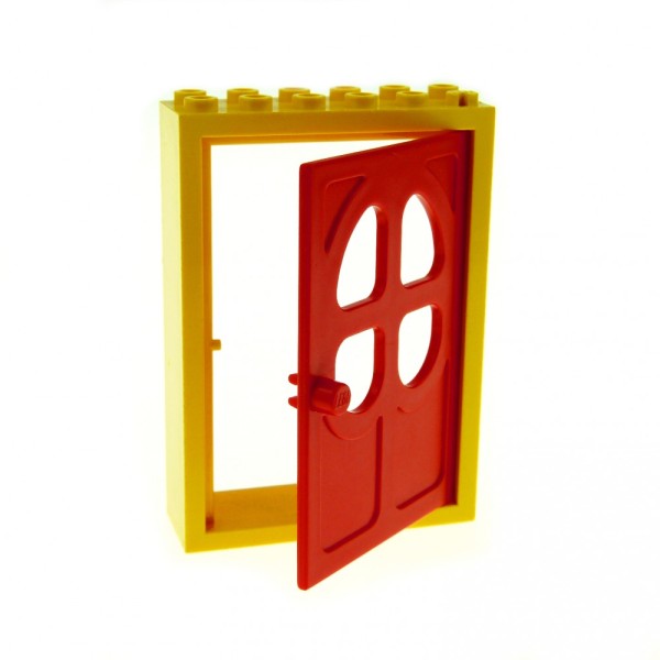 1x Lego Tür Rahmen 2x6x7 gelb Türblatt rot Haustür Tor Haus 4072 4108205 4071