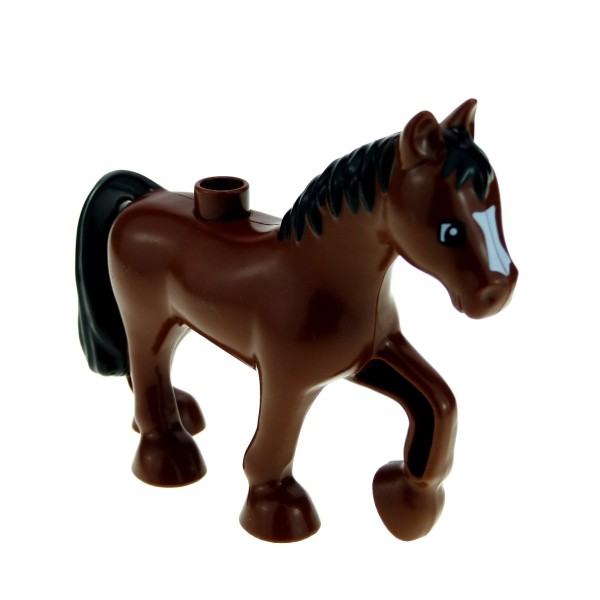 1 x Lego Duplo Tier Pferd reddish braun schwarz Bauernhof groß Stute Reiterhof Pferdestall 4975 4974 5648 neue Form 4499652 5376pb01