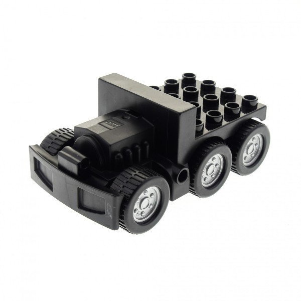 1x Lego Duplo Fahrzeug LKW Chassis B-Ware abgenutzt schwarz Unterbau 1326c01