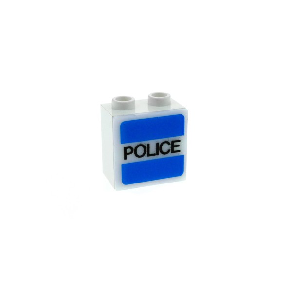 1x Lego Lichtstein Gehäuse weiß 2x2 bedruckt blau Police 2383 2384pb07 2383c07