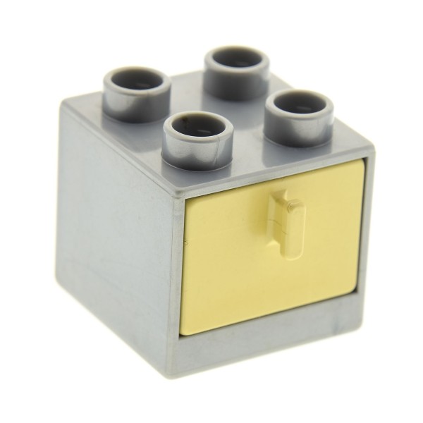1 x Lego Duplo Möbel Schrank perl-silber grau 2x2x1.5 Kommode mit Schublade beige tan 2x2 Schlafzimmer Küche Bad Puppenhaus 4193161 4890 4891