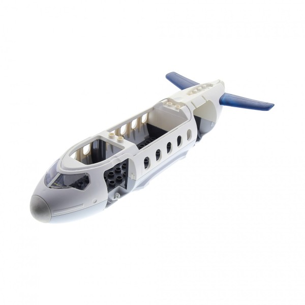 1 x Lego Duplo Jumbo B-Ware abgenutzt Flieger Rumpf Jet groß weiß blau Passagier Flugzeug Set Airport 7840 52917c01
