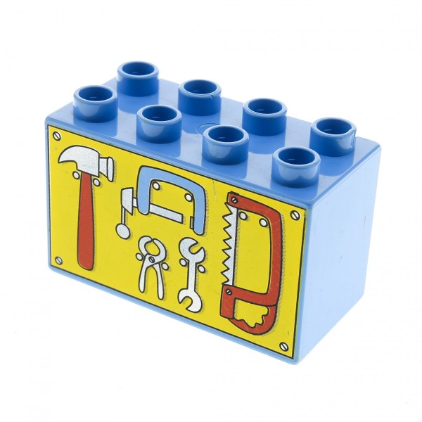 1x Lego Duplo Stein hell blau bedruckt Werkzeug 2x4x2 Set 3594 3299 31111pb025