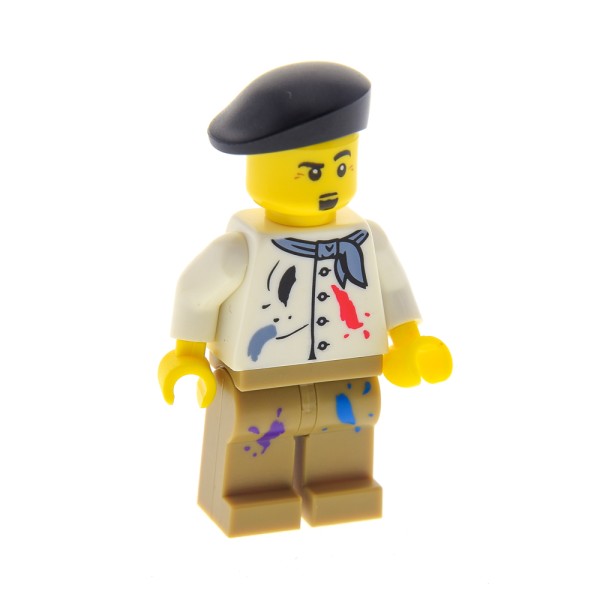 1x Lego Figur Minifiguren Serie 4 Künstler Maler weiß beige col04-14 col062