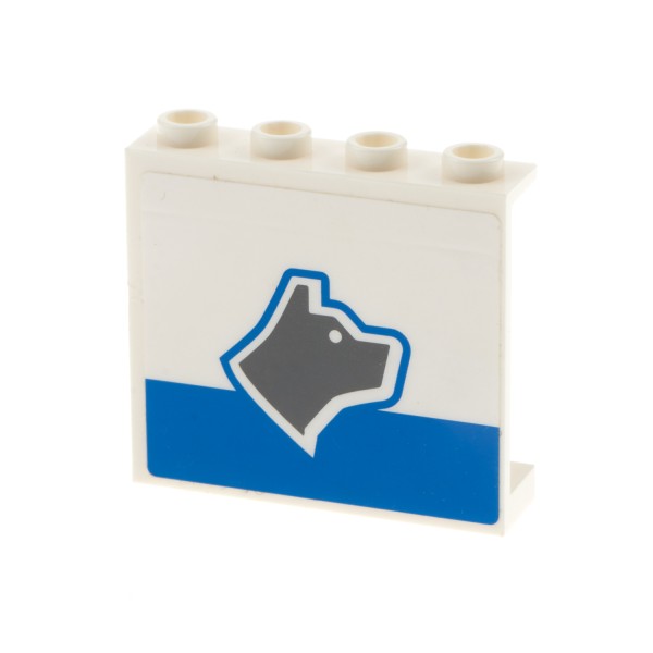 1x Lego Panele weiß 1x4x3 Sticker Hundekopf grau rechts Streifen blau 4215bpb33R