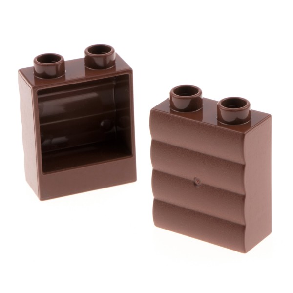 2x Lego Duplo Stein 1x2x2 rot braun Wand Profil Blockhaus Set 10805 10584 18783