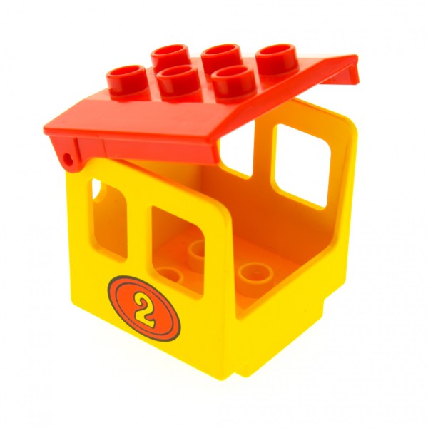 1x Lego Duplo Aufsatz Zug gelb Kabine Nr 2 Dach rot Lok Eisenbahn 4543 4544pb02