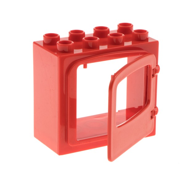 1x Lego Duplo Fenster Rahmen klein 2x4x3 rot Tür 1x4x3 rot Clip 4247 2332b