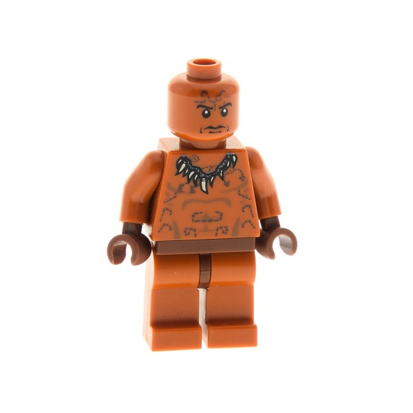 1 x Lego System Figur Indiana Jones Ugha Krieger Torso dunkel orange Zahn Halskette ohne Haare Warrior 7627 comcon002 973pb0469c01 iaj016