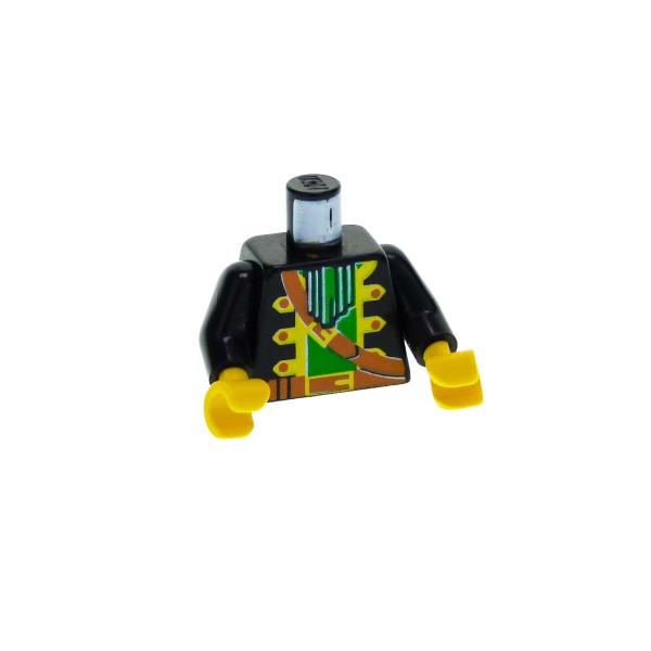 1 x Lego System Torso Oberkörper Figur Pirat Captain Red Beard Torso schwarz Kapitän Jacke Rot Bart Arme schwarz Hände gelb 973p36