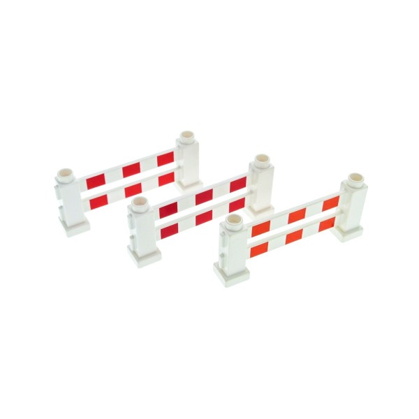 3x Lego Duplo Zaun 1x6x2 creme weiß Streifen rot Absperrung Polizei 31021p01
