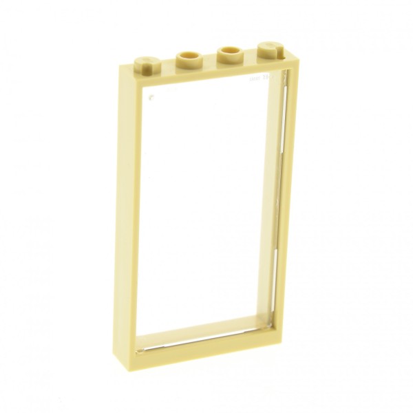 1x Lego Fenster Rahmen beige 1x4x6 Scheibe transparent weiß 60596 57895
