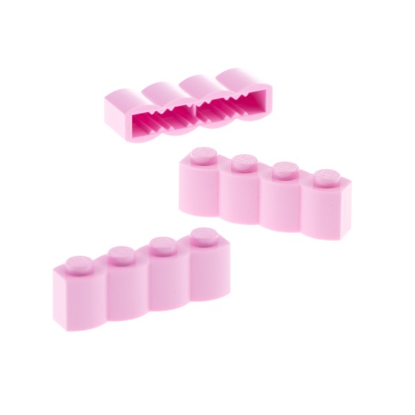 3x Lego Bau Stein modifiziert 1x4x1 hell rosa Palisade Holz Block Profil 30137