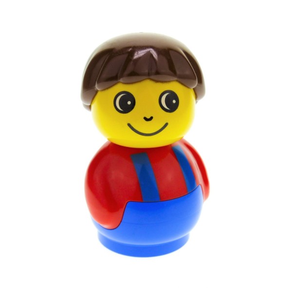 1x Lego Duplo Primo Figur Junge Unterteil blau Hosenträger Haare braun baby011