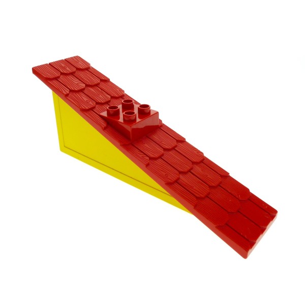 1x Lego Duplo Dach groß 22.5° 1x11x4 gelb rot schräg Schornstein 9152 4896c01