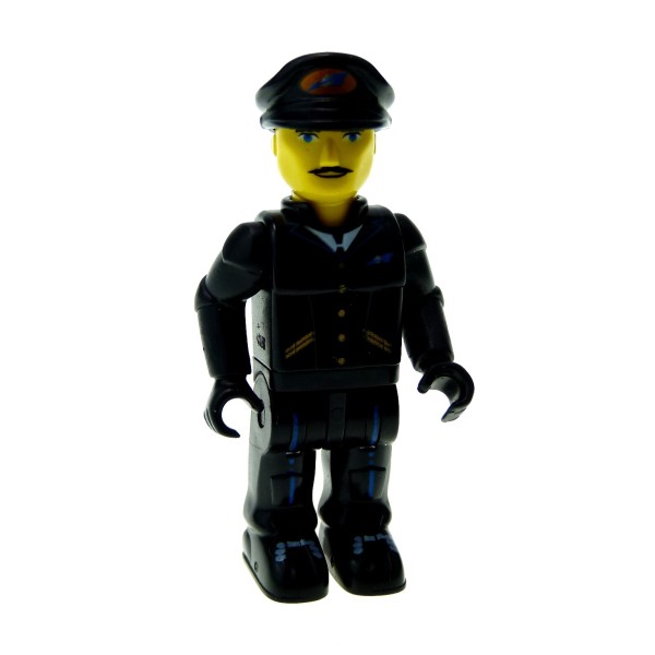 1 x Lego System 4 Juniors Figur Jack Stone Mann Flugzeug Pilot Flughafen schwarz Flieger Mütze mit Logo 4620 4619 js019