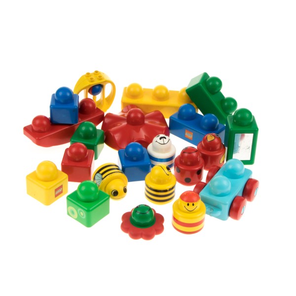 1x Lego Duplo Primo Set B-Ware abgenutzt Stein rot blau Rassel Tiere 31001 31005