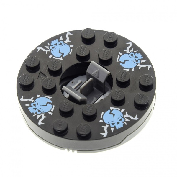 1 x Lego System Ninjago Spinner rund gewölbt 6x6 schwarz neu-dunkel grau Totenkopf hell blau Drehscheibe mit Gleitstein Set 2520 2115 4612293 bb493c02pb04
