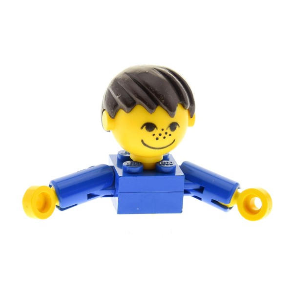 1 x Lego System Homemaker Großkopf Figur Mann Vater Kind Junge Torso blau Gesicht mit Sommersprossen Arme kurz Haare kurz braun ohne extra Halterung 268 x197 685px3c01