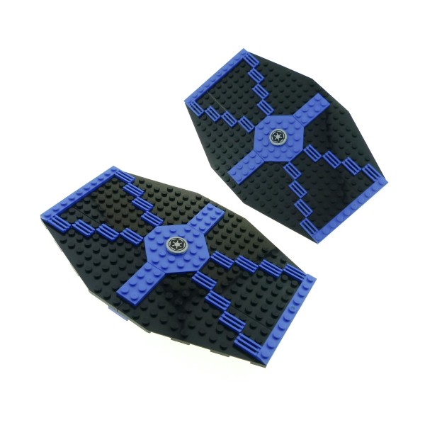 1 x Lego System Flügel Set Modell für Nr. 7146 Star Wars schwarz blau TIE Fighter Raumschiff incomplete unvollständig 