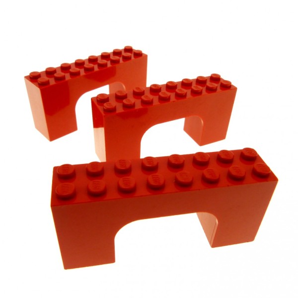 3x Lego Bogenstein rot 2x8x3 rund Bogen Brücke Burg Tor Castle Arch 4743