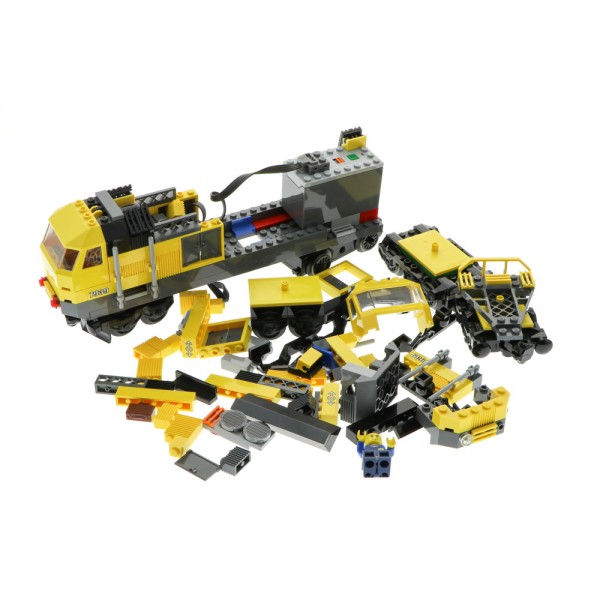 1x Lego Set RC Train Güter Fracht Zug Anhänger 7939 gelb mit Motor unvollständig