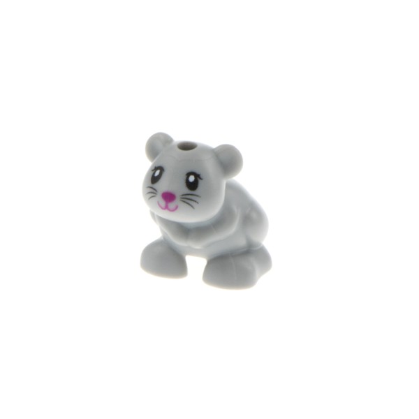 1x Lego Tier Hamster neu-hell grau Gesicht weiß pink Friends Molly 24183pb03