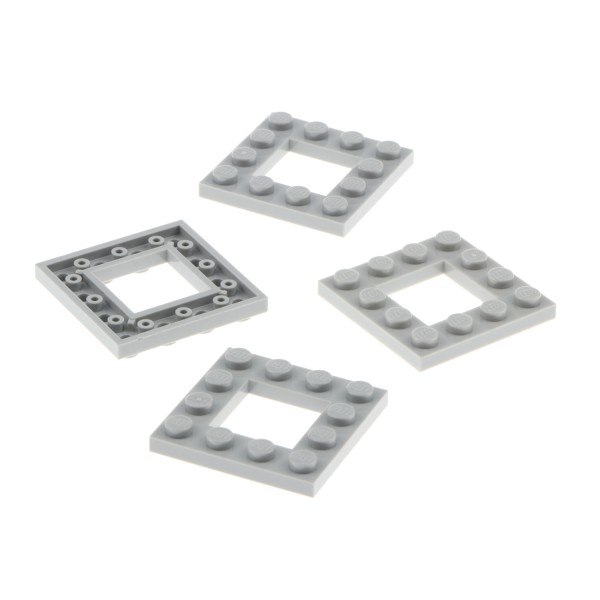 4x Lego Bau Platte modifiziert 4x4 neu-hell grau Rahmen mit Ausschnitt 2x2 64799