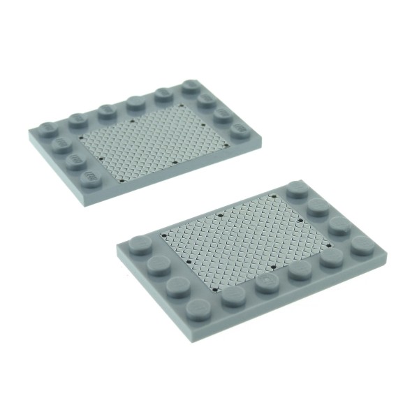 2 x Lego System Bau Platte neu-hell grau 4 x 6 Fliese mit Noppen am Rand und Trittplatten Aufkleber 7945 6180pb025