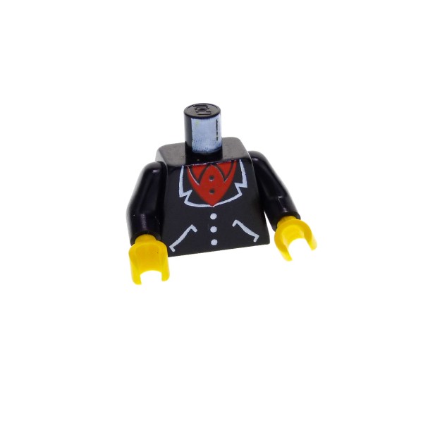1 x Lego System Torso Oberkörper Figur Mann Classic Town schwarz Anzug mit 3 Knöpfen 973p22c01